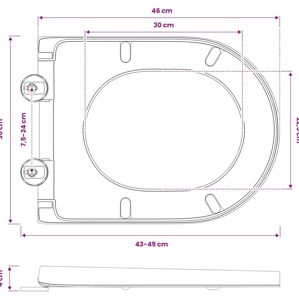 vidaXL Toiletzitting Grijs 49 x 36 x 4 cm Duroplast