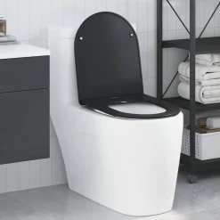 vidaXL Toiletzitting Zwart 47 x 36 x 3,4 cm Duroplast