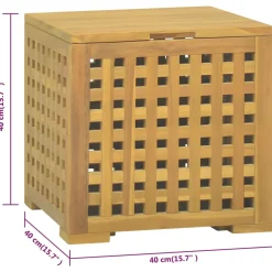 vidaXL Touwkist 40x40x40 cm massief teakhout