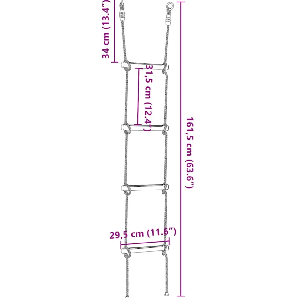 vidaXL Touwladder voor kinderen met 4 sporten meerkleurig