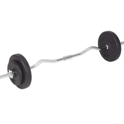 vidaXL Trainingsbank met gewichtenrek en halterset 90 kg