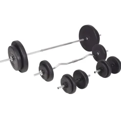 vidaXL Trainingsbank met gewichtenrek en halterset 90 kg