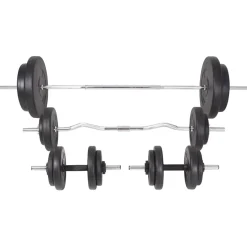 vidaXL Trainingsbank met gewichtenrek en halterset 90 kg