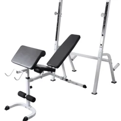 vidaXL Trainingsbank met gewichtenrek en halterset 90 kg