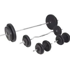 vidaXL Trainingsbank met gewichtenrek en halterset 90 kg