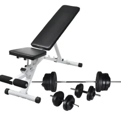 vidaXL Trainingsbank met halterset 60,5 kg