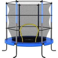 vidaXL Trampoline met veiligheidsnet rond 140x160 cm blauw