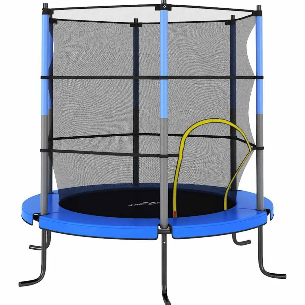 vidaXL Trampoline met veiligheidsnet rond 140x160 cm blauw