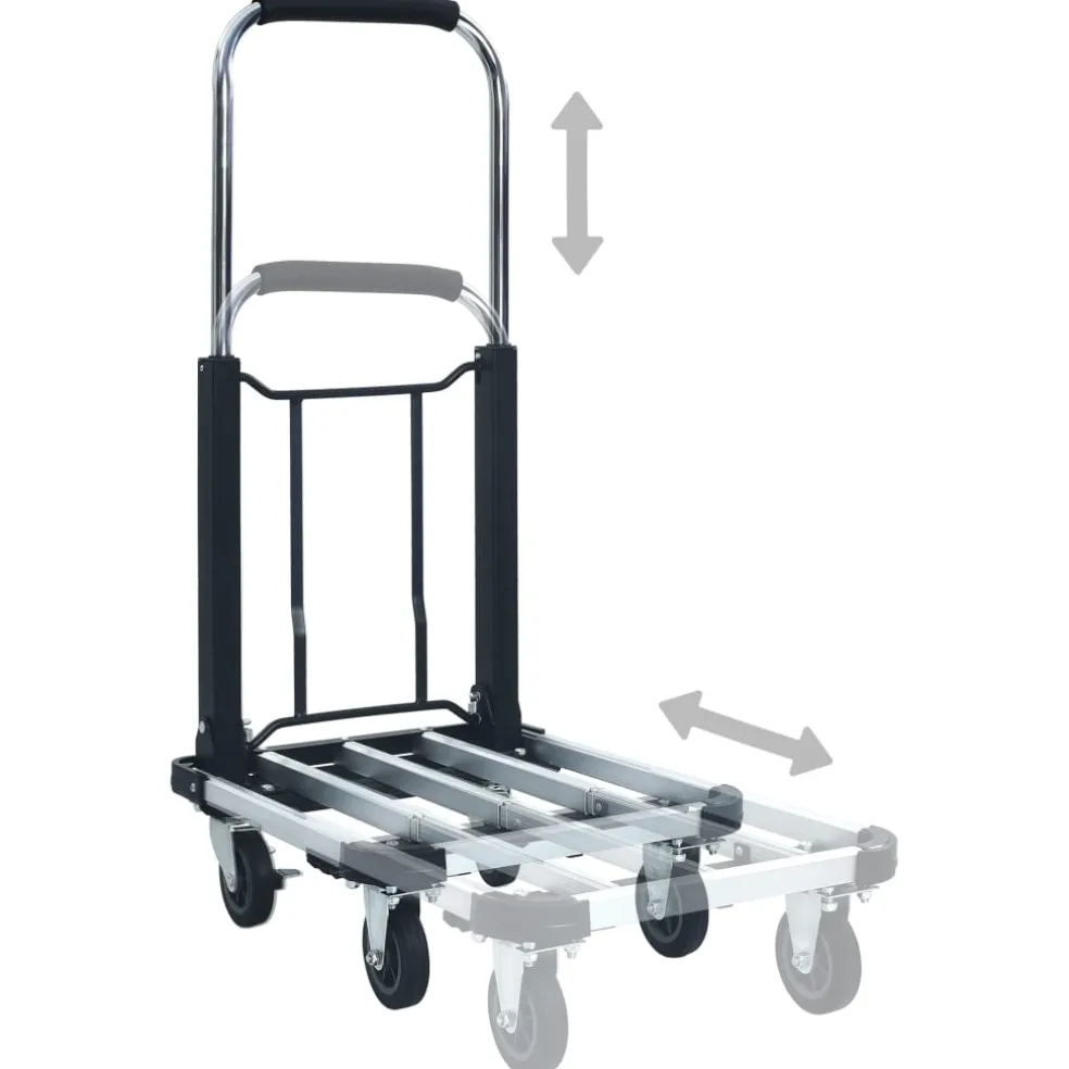 vidaXL Transportwagen inklapbaar 150 kg aluminium zilverkleurig