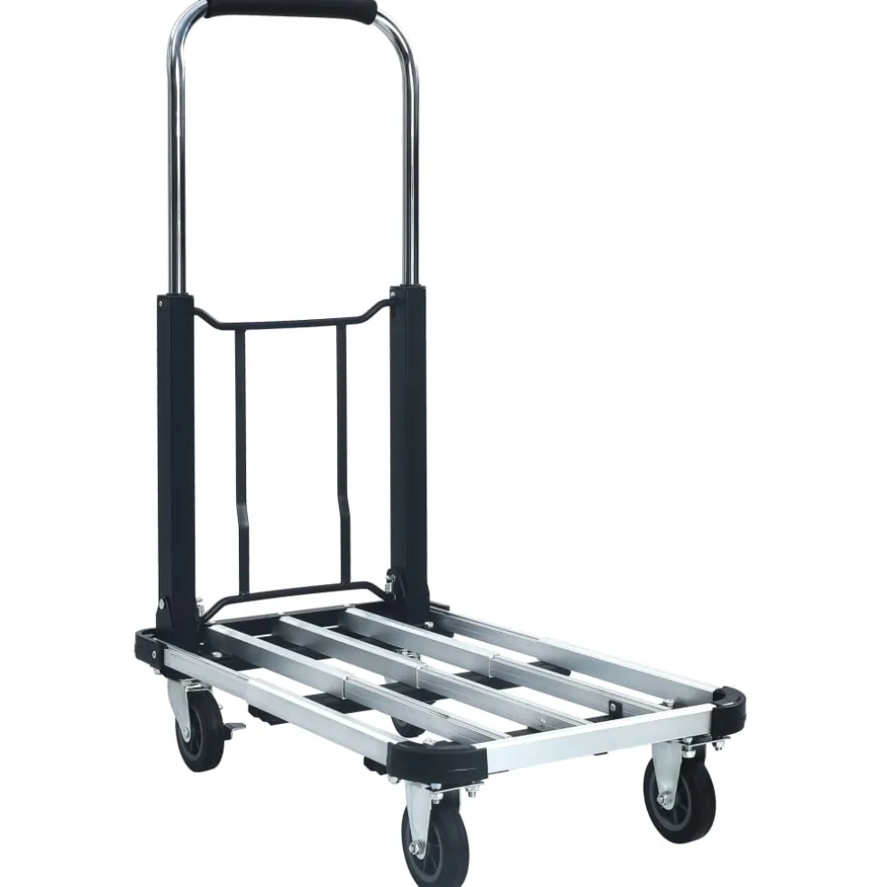 vidaXL Transportwagen inklapbaar 150 kg aluminium zilverkleurig