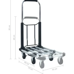 vidaXL Transportwagen inklapbaar 150 kg aluminium zilverkleurig