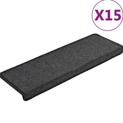 vidaXL Trapmatten 15 st 65x21x4 cm Antraciet Rechthoekige Rand