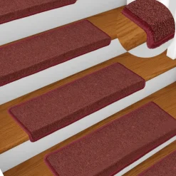 vidaXL Trapmatten 15 st 65x21x4 cm Bordeaux Rechthoekige Rand