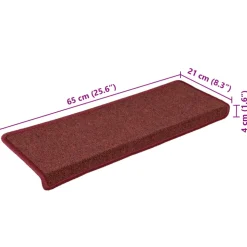 vidaXL Trapmatten 15 st 65x21x4 cm Bordeaux Rechthoekige Rand