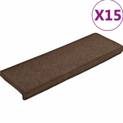 vidaXL Trapmatten 15 st 65x21x4 cm Bruin Rechthoekige Rand