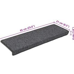 vidaXL Trapmatten 15 st 65x21x4 cm Donkergrijs Rechthoekige Rand