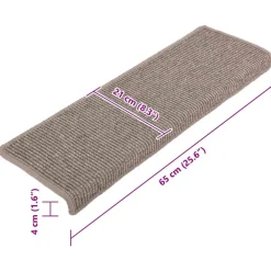 vidaXL Trapmatten 15 st 65x21x4 cm Donkerbeige Rechthoekige Rand