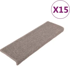 vidaXL Trapmatten 15 st 65x21x4 cm Donkerbeige Rechthoekige Rand