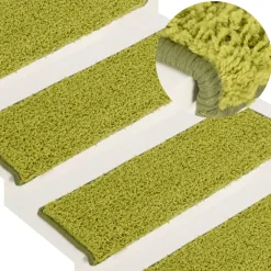 vidaXL Trapmatten 15 st 65x21x4 cm Groen Rechthoekige Rand