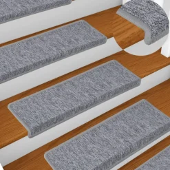vidaXL Trapmatten 15 st 65x21x4 cm lichtgrijs met rechthoekige rand