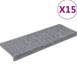 vidaXL Trapmatten 15 st 65x21x4 cm lichtgrijs met rechthoekige rand