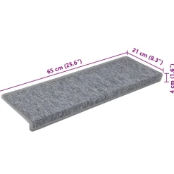vidaXL Trapmatten 15 st 65x21x4 cm lichtgrijs met rechthoekige rand