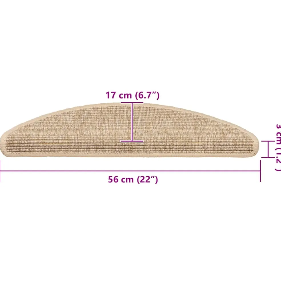 vidaXL Trapmatten 15 st 56x17x3 cm Lichtbeige Halfrond