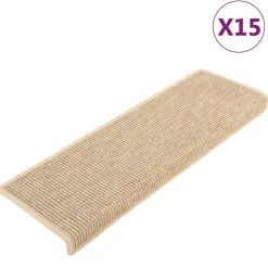vidaXL Trapmatten 15 st 65x21x4 cm lichtbeige met rechthoekige rand