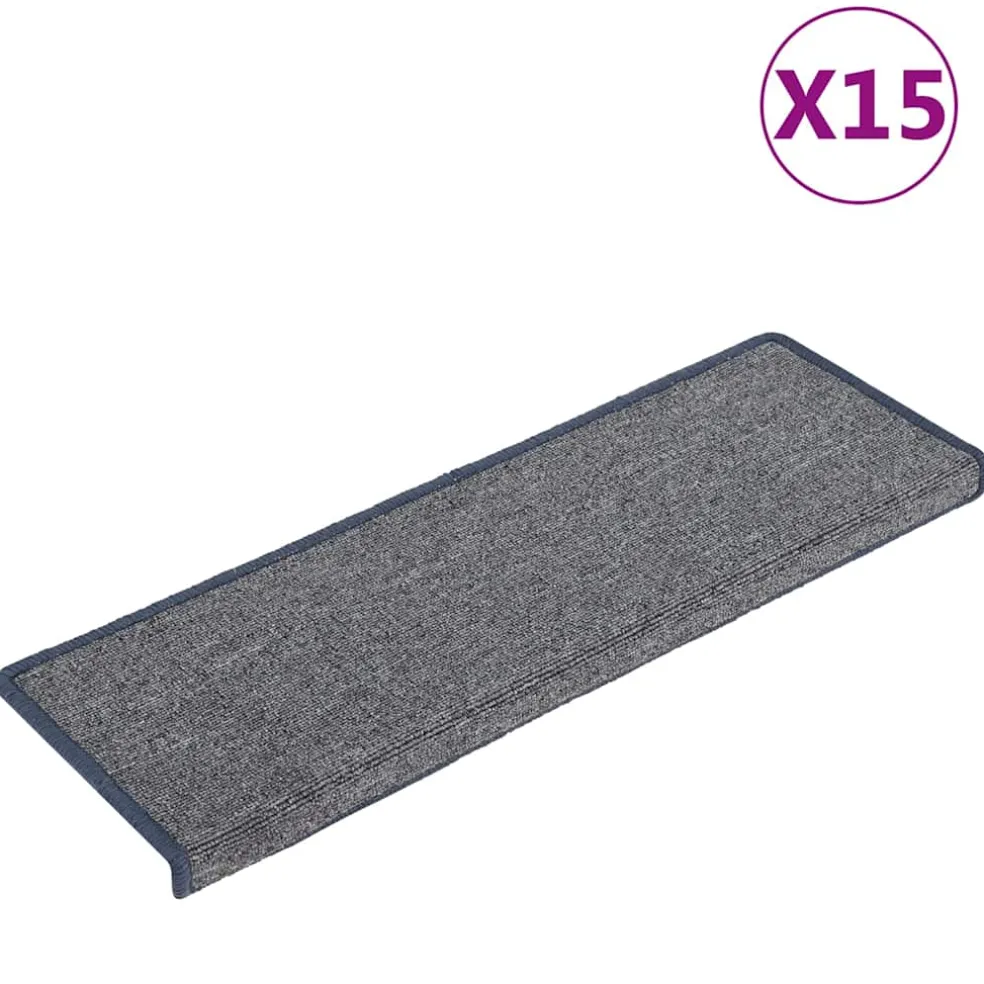 vidaXL Trapmatten 15 st 65x21x4 cm lichtgrijs en blauw