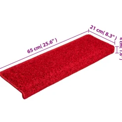 vidaXL Trapmatten 15 st 65x21x4 cm Rood Rechthoekige Rand