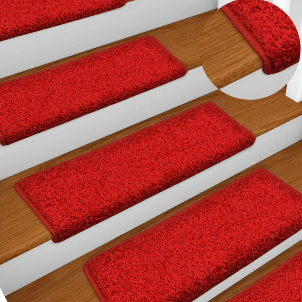 vidaXL Trapmatten 15 st 65x21x4 cm Rood Rechthoekige Rand