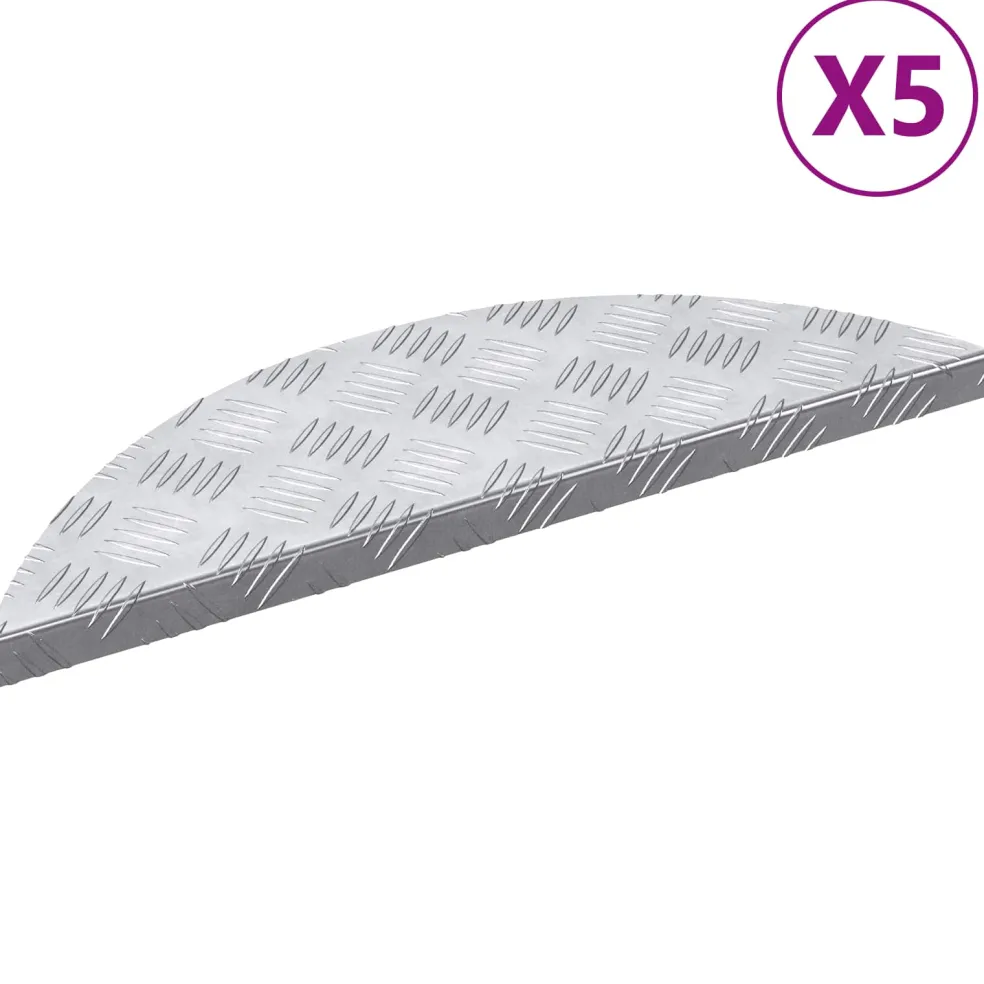 vidaXL Trapmatten 5 st 60 x 18 x 2,5 cm Zilver Aluminium