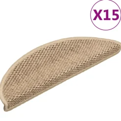 vidaXL Trapmatten zelfklevend 15 st sisal-look 56x17x3 cm zandkleurig