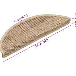 vidaXL Trapmatten zelfklevend 15 st sisal-look 56x17x3 cm zandkleurig