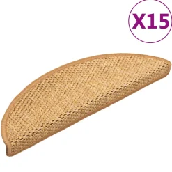 vidaXL Trapmatten zelfklevend 15 st sisal-look 56x17x3 cm lichtbeige