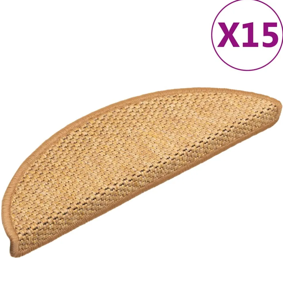 vidaXL Trapmatten zelfklevend 15 st sisal-look 56x17x3 cm lichtbeige