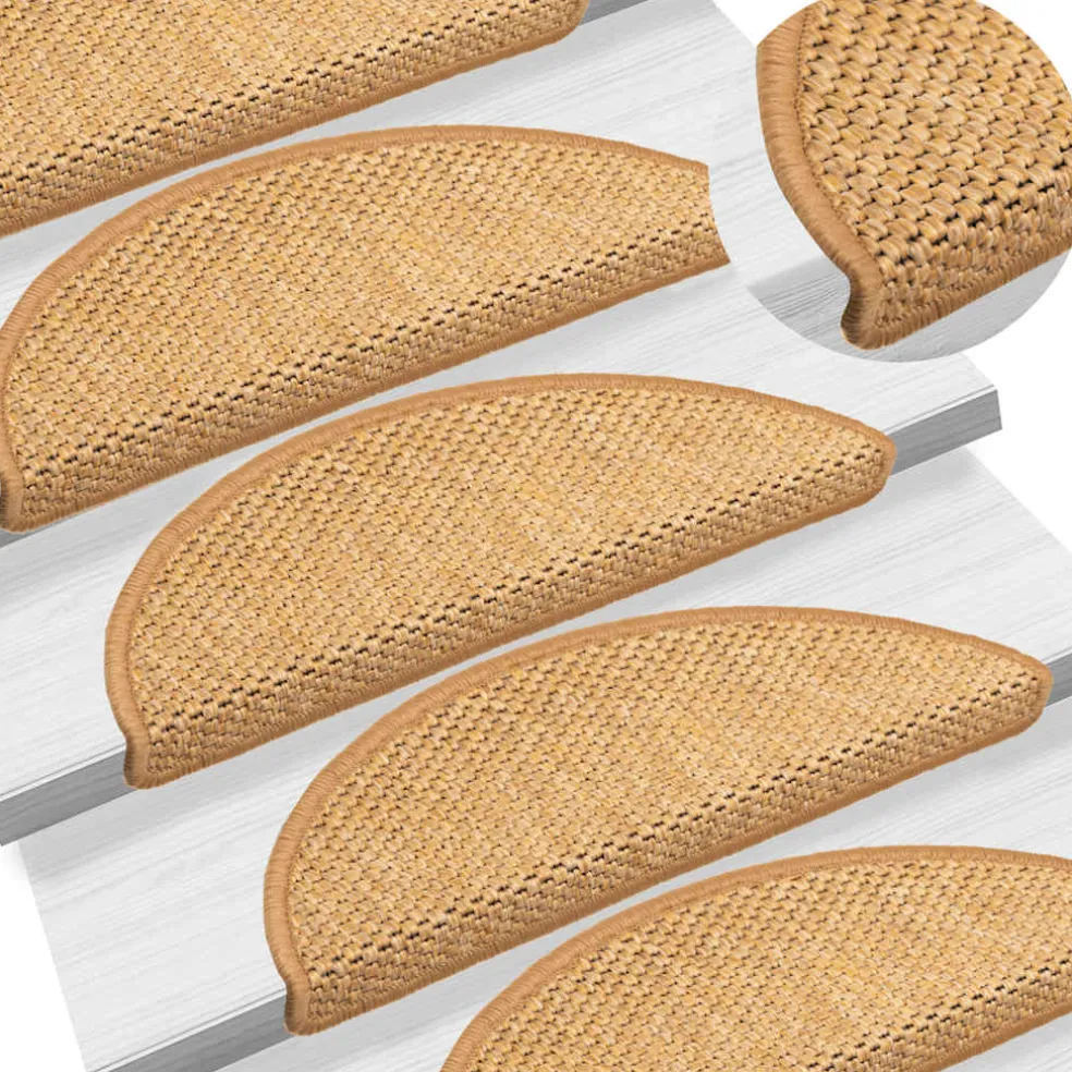vidaXL Trapmatten zelfklevend 15 st sisal-look 56x17x3 cm lichtbeige