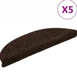 vidaXL Trapmatten Zelfklevend 5 stuks 56x17x3 cm Bruin Halfrond