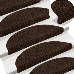 vidaXL Trapmatten Zelfklevend 5 stuks 56x17x3 cm Bruin Halfrond