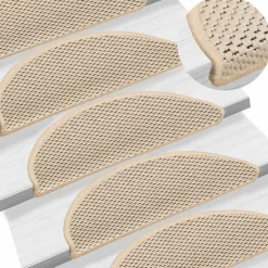 vidaXL Trapmatten zelfklevend 15 st sisal-look 56x17x3 cm berber