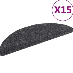 vidaXL Trapmatten Zelfklevend 15 stuks 56x17x3 cm Donkergrijs Halfrond