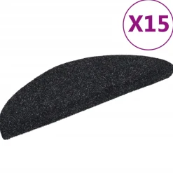 vidaXL Trapmatten Zelfklevend 15 stuks 56x17x3 cm Zwart Halfrond