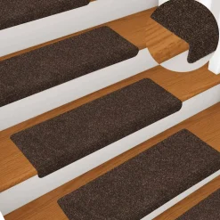 vidaXL Trapmatten zelfklevend 15 stuks 65x21x4 cm bruin rechthoekige rand