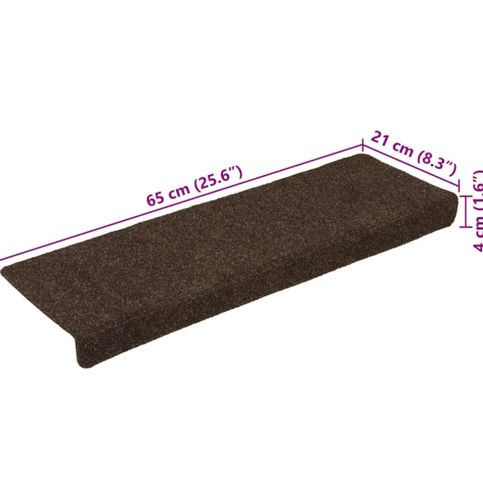 vidaXL Trapmatten zelfklevend 15 stuks 65x21x4 cm bruin rechthoekige rand