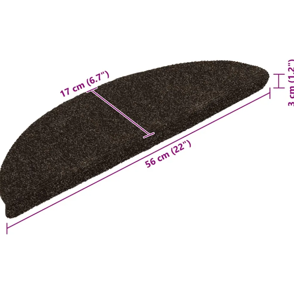 vidaXL Trapmatten Zelfklevend 5 stuks 56x17x3 cm Donkerbruin Halfrond