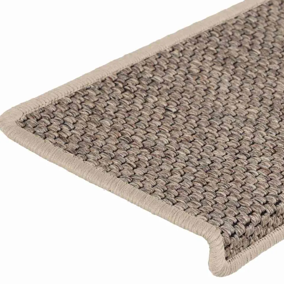 vidaXL Trapmatten zelfklevend 15 st sisal-look 65x21x4 cm donkerbeige