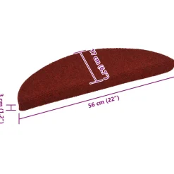 vidaXL Trapmatten Zelfklevend 15 stuks 56x17x3 cm Bordeaux Rood Halfrond