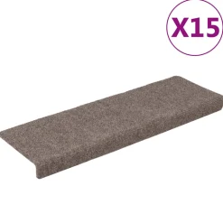 vidaXL Trapmatten zelfklevend 15 stuks 65x21x4 cm beige rechthoekige rand