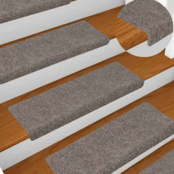 vidaXL Trapmatten zelfklevend 15 stuks 65x21x4 cm beige rechthoekige rand