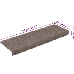vidaXL Trapmatten zelfklevend 15 stuks 65x21x4 cm beige rechthoekige rand